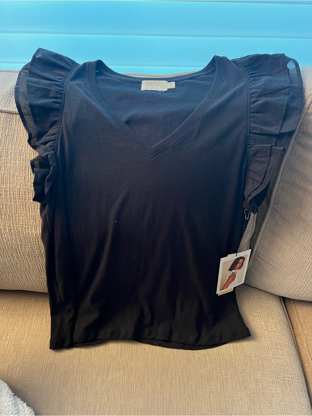NWT! Nation, LTD flutter sleeve V-neck size small